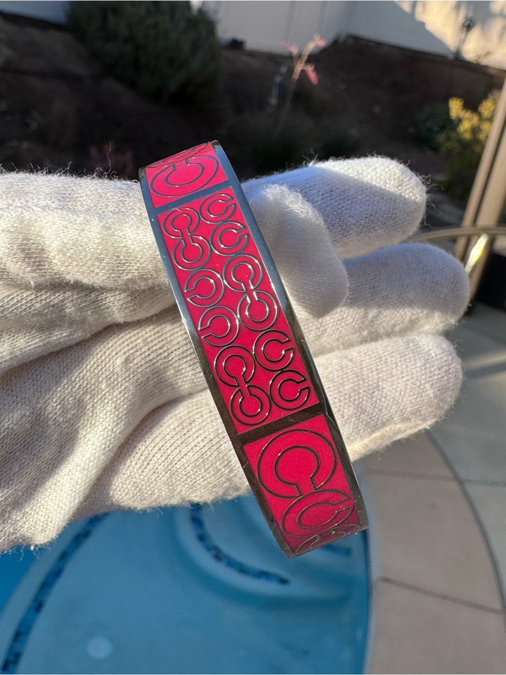 Coach hot pink bangle bracelet 7 1/2 - Picture 13 of 14